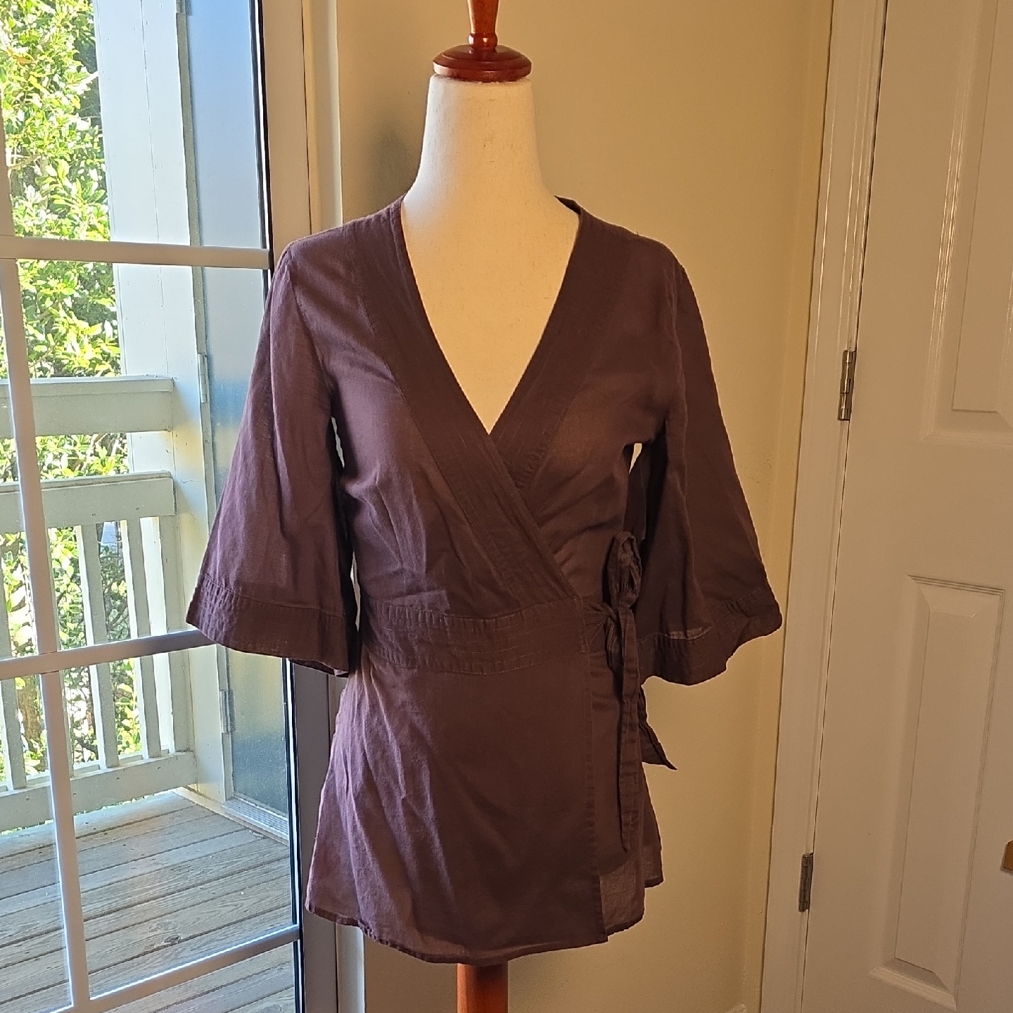 Y2k Kimono Style Cotton Wrap Top